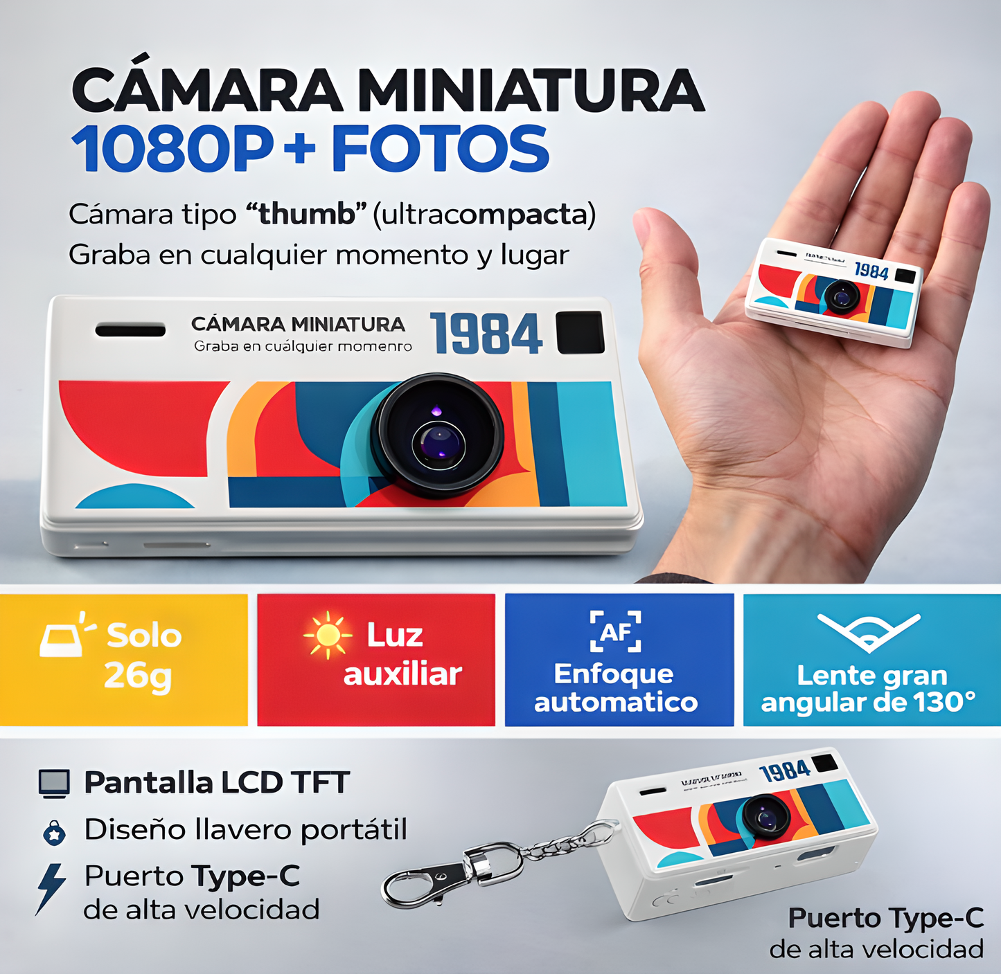 Cámara Retro KeyCam con Tarjeta de Memoria