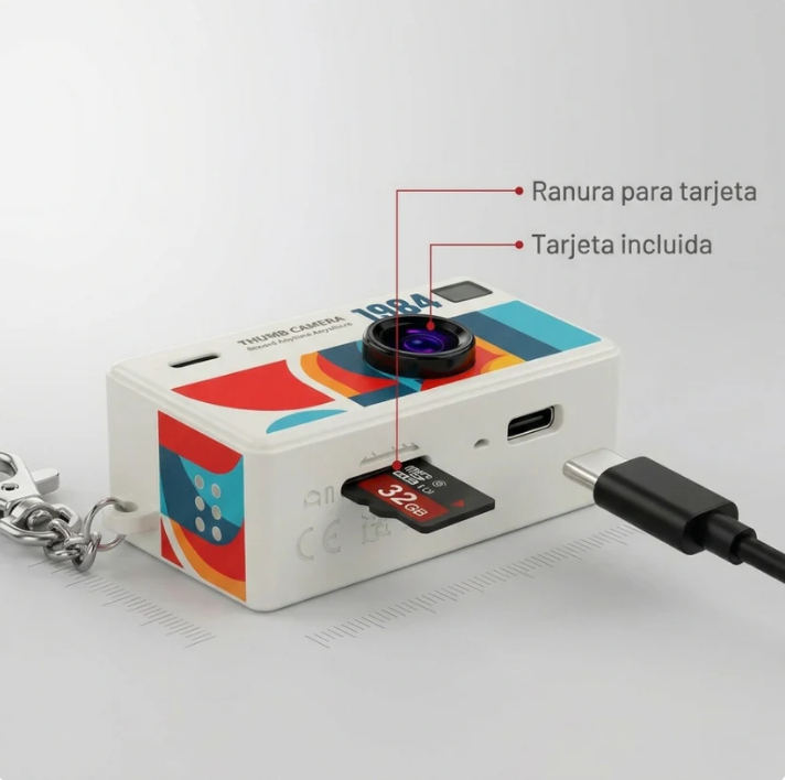 Cámara Retro KeyCam con Tarjeta de Memoria